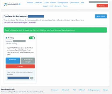 Export-URL der Booking.com-Quelle kopieren
