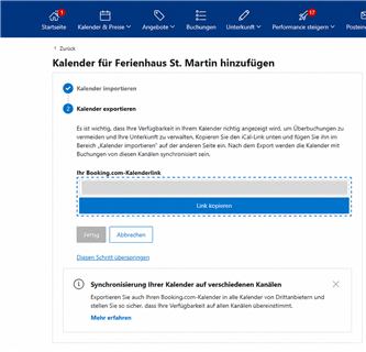 Booking.com Kalenderlink exportieren