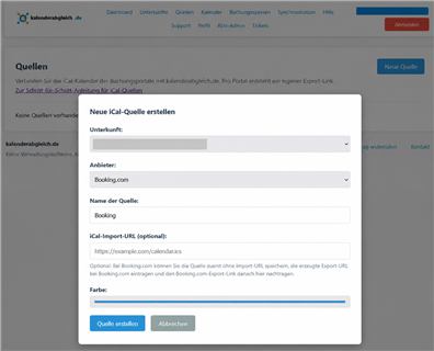 Booking.com als neue Quelle in kalenderabgleich.de anlegen